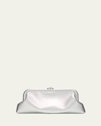 Jimmy Choo London Skylar Frame Metallic Leather Clutch Bag