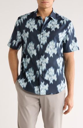 Vince Blurred Roses Cotton Blend Button-Up Shirt in Studio Combo at Nordstrom, Size Xx-Large