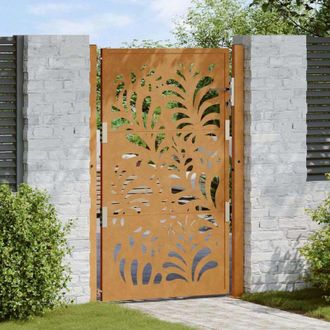 vidaXL Puerta De Jard&iacute;n De Acero Desgastado Dise&ntilde;o Ondulado 105x155 Cm Vidaxl