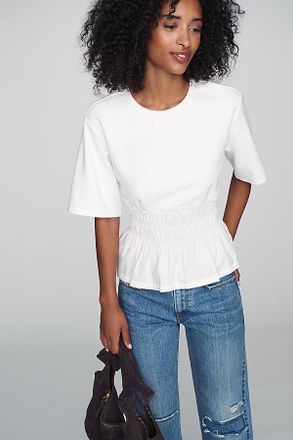 Dolan 100% Cotton Smocked Peplum Tee