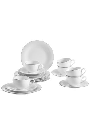 Villeroy & Boch Kaffeeset, Grau, Wei&szlig;, Keramik, 18-teilig, 250 ml,250 ml, Geschirr, Geschirrsets, Kaffeeservice