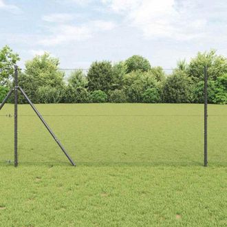 vidaXL Reja Con Postes Gris 1 X 10 M Acero Recubierto De Pvc Vidaxl