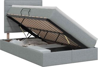 vidaXL Cama Con Almacenamiento Y Colch&oacute;n Gris Claro 120 X 200 Cm Tela Vidaxl