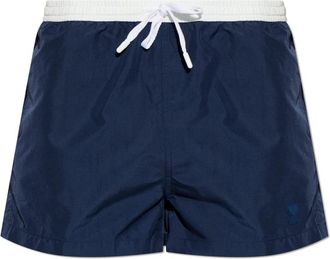 Ami Zwemshorts met een applicatie - Heren - Strandmode - Blauw - S - Polyester - Badmode