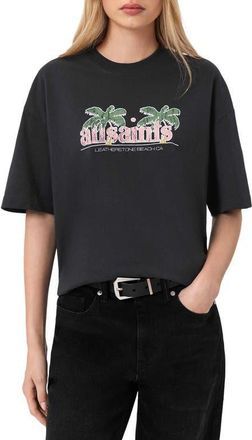 AllSaints Troppo Etta Logo Graphic T-Shirt in Washed Black at Nordstrom, Size X-Small