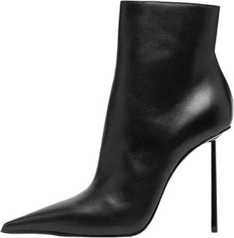 Generic Womens PU Leather Ankle Boots Pointed Toe High Heel Side Zip Large Size Short Booties