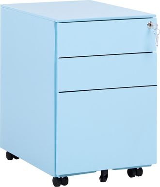 Beliani Beliani - Armario De Metal Azul Claro 3 Cajones Ruedas Cerradura Industrial Oficina Cami