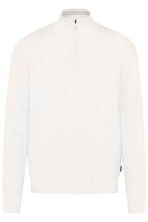 Bugatti Troyer BUGATTI, Herren, Gr. 4XL, beige (ecru), Sweatware, 100% Baumwolle, unifarben, regular fit, ohne Ausschnitt, Rippb&uuml;ndchen, Pullover Troyer, mit 