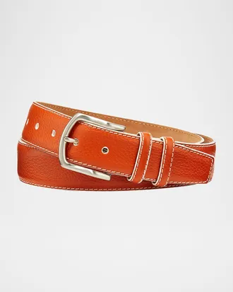 W. Kleinberg Men & apos;s South Beach Pebbled Leather Belt