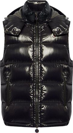 Moncler high-shine padded gilet - men - Polyamide/Polyamide/Feather Down - 5 - Black