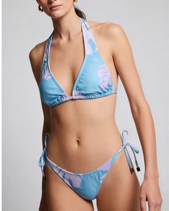Lords of Harlech Monstera Floral Womens Bikini Top in Monstera Floral Teal at Nordstrom, Size Xx-Large