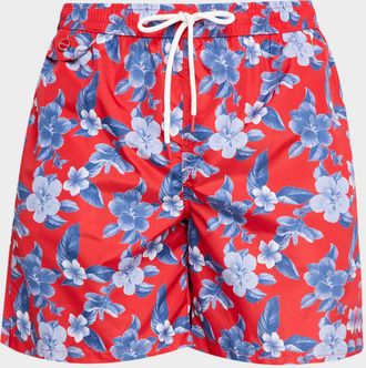 Kiton Mens Maxi-Floral Swim Trunks