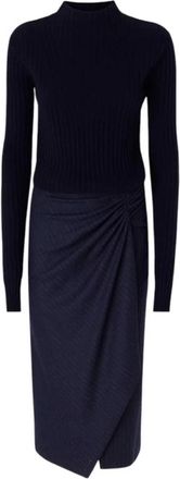 Pinko Midi Jurk - Dames - Casual kleedjes - Blauw - XS - Wol - Kleedjes