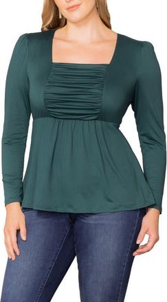 Kiyonna Rylan Ruched Knit Top in Hunter Green at Nordstrom, Size 0X