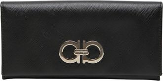 Ferragamo Black Leather Long Wallet (Bi-Fold) (Pre-Owned)