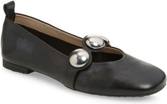 Wonders Stud Embellished Ballet Flat in Sauvage Black at Nordstrom, Size 9.5-10Us
