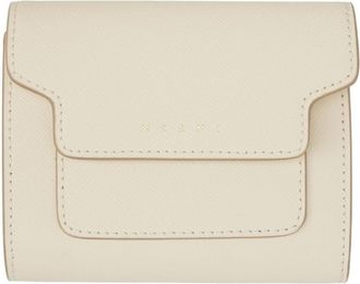 Marni Saffiano Leather Trifold Wallet - Off-White