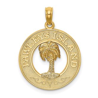 Diamond2Deal 14k Yellow Gold PAWLEYS ISLAND Palm Tree Charm Pendant