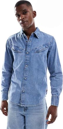 Levi's Camicia in denim lavaggio medio con dettagli western-Blu
