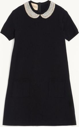 Valentino Abito In Stretch Viscose Ricamato Donna NERO XL