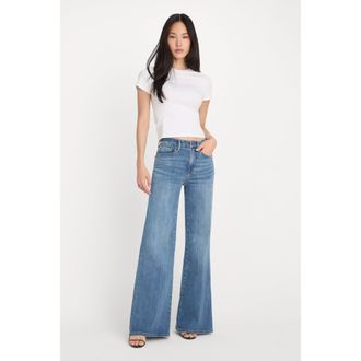 Good American Womens Good Waist Palazzo Jeans | Flat Tummy Tech, Gap-Proof Waistband | Indigo, 4 Size 00 | Good American by Khlo&Egrave; Kardashian