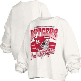 Pressbox Womens Pressbox White Rutgers Scarlet Knights Oversized Janice Retro Waist-Length Pullover Sweatshirt at Nordstrom, Size Xx-Large