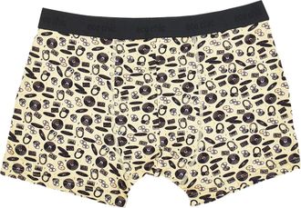 Eco Chic Mens Bamboo Boxers Breathable Hot and Cold Weather Underwear (Music Compilation Beige, XL)