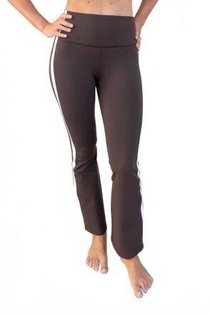 SPLITS59 Raquel High Waist Supplex Crop Leggings In Dark Chocolate/white