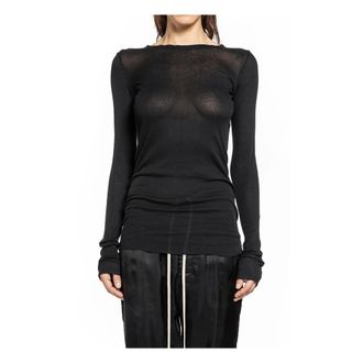 Rick Owens Long Sleeve Tops, female, Black, Size: XS Rib LS T