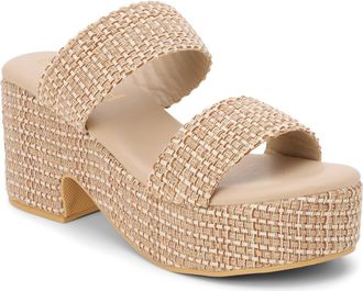 Matisse Footwear Ocean Ave Espadrille Platform Slide Sandal in Tan Multi Jute at Nordstrom, Size 10