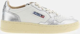 Autry White Silver Medalist Low Leather Sneakers