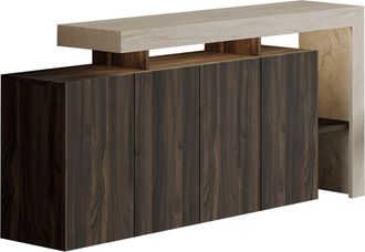 Habitat et Jardin Credenza In Legno beliz - 170 X 35 X 80 Cm - Travertino / Noce