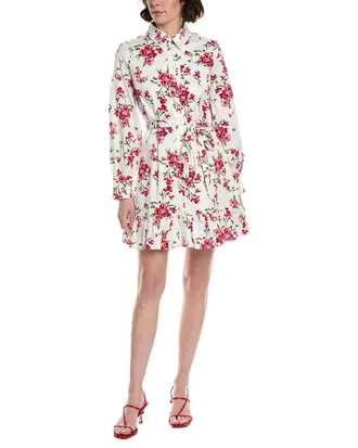 CeCe by Cynthia Steffe Cece Collared Button-Down Ruffle Hem Mini Dress