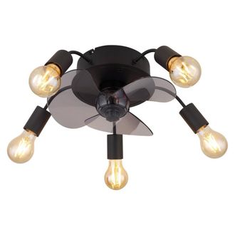 Netlighting Alisha 3 Blade Ceiling Fan Matt Black 5x E27 Remote Control Timer