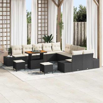 vidaXL Vidaxl - Conjunto De Sof&aacute; De Jard&iacute;n 13 Pcs Negro, Crema 90 X 55 X 71 Cm