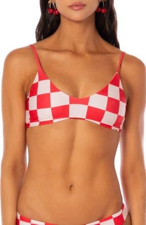 Maaji Cherry Checker Liberties Reversible Bikini Top in White at Nordstrom Rack, Size Medium