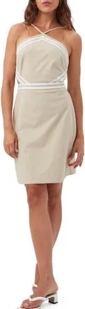 Trina Turk Grasse Cutout Linen Halter Dress in Biarritz Beige at Nordstrom, Size 12