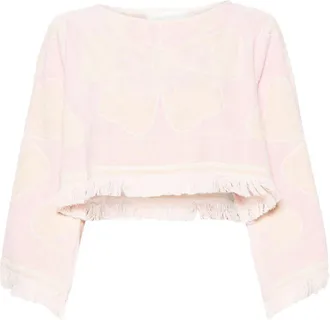 Zimmermann Pop towelling cropped top - women - Cotton - 1 - Pink