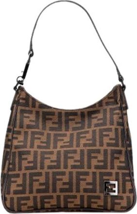 Fendi Pre-owned Shoulder Bags, female, Brown, Size: ONE SIZE Pre-owned Canvas Shoulder Bag
