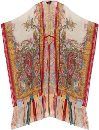 Etro Jurk met franjes - Dames - Ponchos - Veelkleurig - ONE Size - Jassen