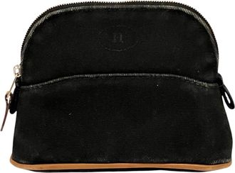Herm&egrave;s Black Canvas Cotton Pouch (Pre-Owned)