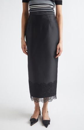 Emilia Wickstead Winny Lace Trim Cloqu&eacute; Pencil Skirt in Black at Nordstrom, Size 12
