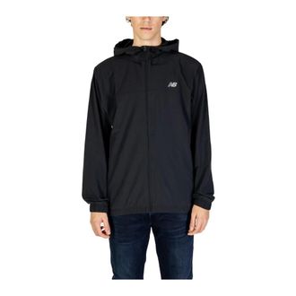New Balance Light Jackets, male, Black, S, Hooded Zip-Up Jacket