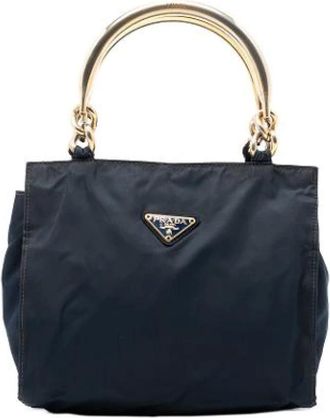 Prada Pre-owned Handbags, female, Blue, Size: ONE SIZE Pre-owned Vintage Nylon Handbag