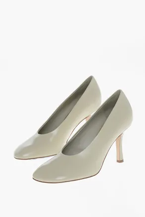 Burberry Brushed Leather Pumps with Covered Heel 9cm Burberry
