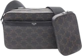 Celine Pre-owned Triomphe PVC Coated Canvas Leather Shoulder Bag - Heren - Vintage Schoudertas - Bruin - ONE Size - Leer - Vintage