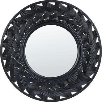 Beliani Espejo De Pared Negro 60 Cm Material Sint&eacute;tico Colgante Sala De Estar Tierga
