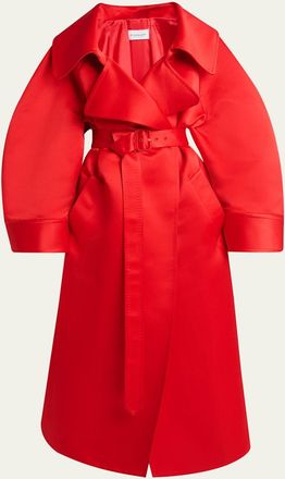 Givenchy Voluminous Belted Silk Coat