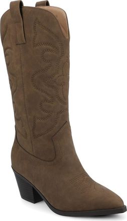Journee Collection Chantry Western Boot in Brown Pu at Nordstrom Rack, Size 6.5 Wide Calf