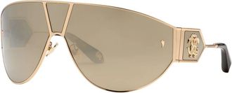 Roberto Cavalli Fang versierde slangenleren zonnebril - Dames - Zonnebrillen - Bruin - ONE Size - Accessoires